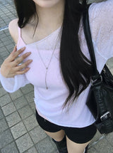 26SS★ [MADE/Knit + Sleeveless Set] レチロールアップシースルーニットノースリーブセット