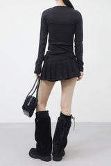 Deniyan Belt Pleated Skirt
