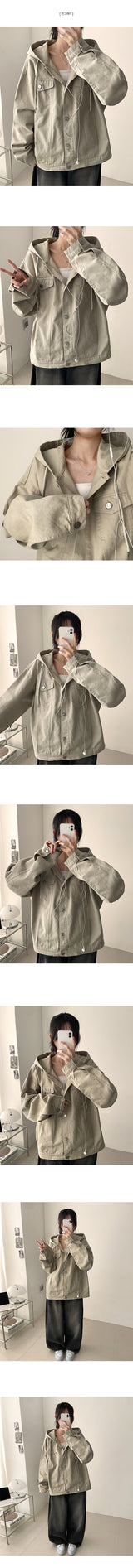 Maro Cotton Pocket Button Hooded Jacket