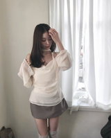 romang drape cut off-shoulder bl tie set