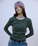Double Layered Strap Top (KHAKI)