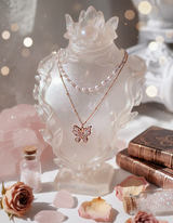 [IU Necklace] バタフライフェアリーレイヤードネックレス - Rosegold Color