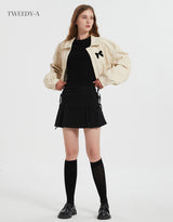 Fuppy Ribbon Detail Two-Way Leather Jacket 2 Color