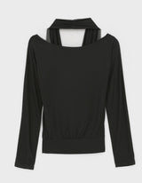 [MADE] Shamo Drape Halter Layered Long Sleeve Tee