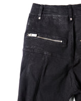 PADDED FLARED BLACK DENIM PANTS 