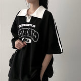 Tennie  line collar short-sleeved T-shirt