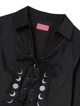 EYELET KNOT SHIRTS (BLACK)