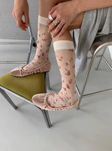 Flower pop knee socks
