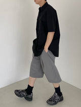 ツータックワイドバンディングハーフパンツ　2色