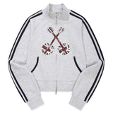 UNION JACK JERSEY ZIP UP - GRAY 