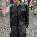 Mark Pocket Short Leather Jacket