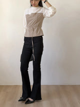 [Belt SET] Souffle Pintuck Layered Blouse