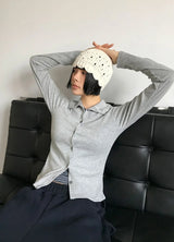 レイヤード襟付きカーディガン