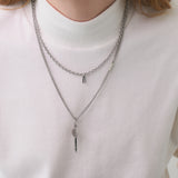 Men's two-line necklace stick pendant_CLEF DUAL C STICK B NEC