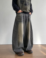 Brown balloon denim pants