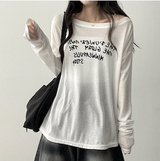 Alling lettering shoulder long sleeve tee