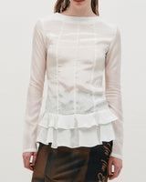 Glossy Frill Top _ WHITE