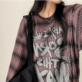 ENK ヒップストリート ダンガラ リブ ロングスリーブ Tシャツ