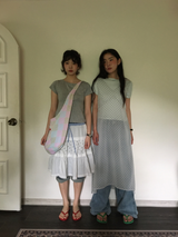 YWD カラーブロック フローラル スカート(2color)