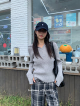 ウールチェックハーフスリーブバミューダパンツ