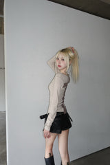 Beige Cross Slim Tee