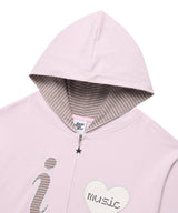 I LOVE MUSIC ZIP UP HOODIE PINK(CV2FFUM481A)