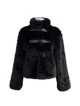 black buckle fur jacket