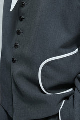 Colorblock Gem Button Tweed Jacket