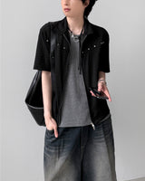 Derron Stud Half Zip-Up