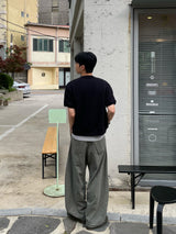ディープ プリーツ カーブド コットン パンツ