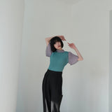mellow pleats bicolor tops