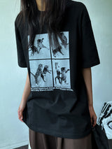 Juju Four Section Black White Oversized T-Shirt 4color