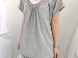 embossed shirring strap t