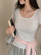 Basic Mood Slim U-neck T-shirt (6color)