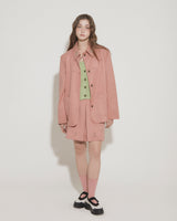 FAUX SUEDE STUDS JACKET [PINK]