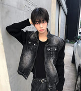 ブラックデニムニットジャケット