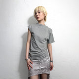 ASYMMETRIC DRAPED T-SHIRT: MELANGE