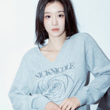 NICOLE ROSE JAQUARD PULLOVER KNIT_GRAY