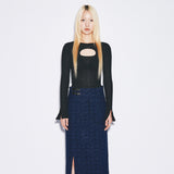  Cut Out Sleeve Top Black