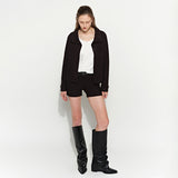 High-Neck Cardigan Black