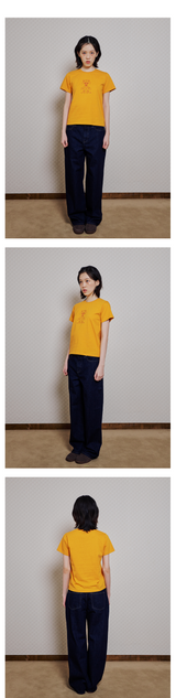 CAT GIRL SLIM T SHIRT - YELLOW