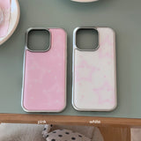 star spray (pink) silver frame case