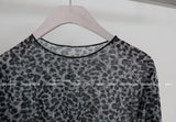 leopard leopard see-through T-shirt