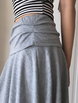 26SS★ [MADE/Skirt+Pants SET] フォリン ブーツカットパンツ アンバランス シャーリング フレア レイヤードスカート
