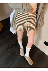 ストライプ ハイウエストショートパンツ