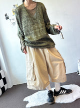 Drip Drape Distressed Mesh Loose Knit Sweater 4color