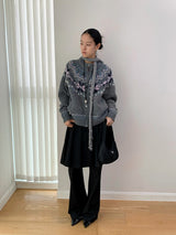 Winter Cozy No Collar Knitwear Zip-Up Cardigan