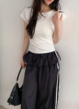 #ST フリルレイヤードバンディングトラックパンツ (2color)