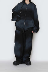 Spray washed hood zip-up