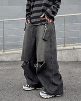 Limit destroyed wide denim pants